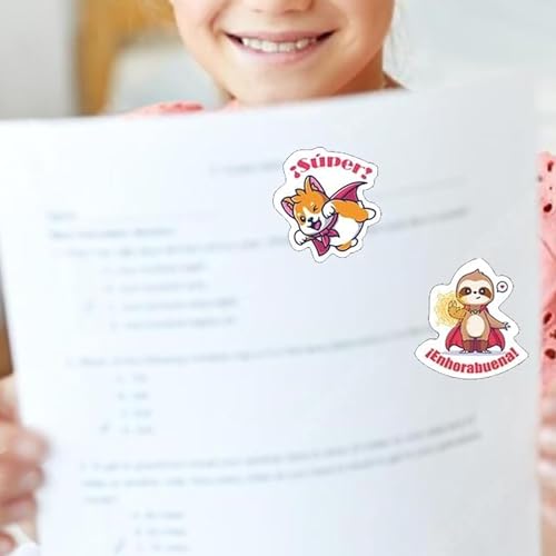 Image of Spanish Animal Reward Stickers - Good Job Decals, Bulk Roll for Classroom & Home, Super Animal Themes