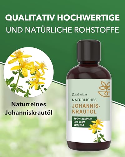 Dr. Ehrlichs Gesundkatalog Johanniskrautöl - Naturreines Pflege-Öl für Wunden und Narben - natürliches Hautpflege-Öl - Hautöl - Rotöl - 100 ml