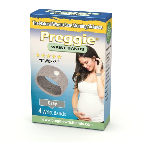Image of Three Lollies Preggie Anti-Nausea Wristbands - Morning Sickness Relief - Morning Sickness Relief - Pregnancy Nausea Relief - Acupressure Wristband - Side Effect Free - 2 Pairs, Set of 4 Bands - Gray