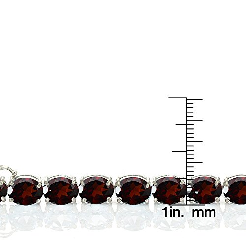 Ice Gems Sterling Silver Garnet 9X7Mm Oval Tennis Bracelet #TOP2