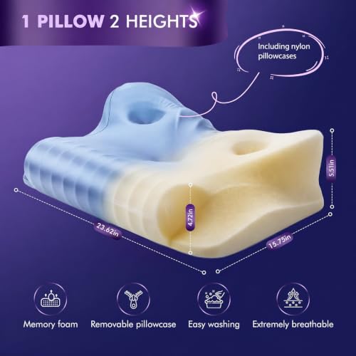 Dayme Orthopedic Memory Foam Pillows Cooling Cervical Neck Pillow Blue - image 6
