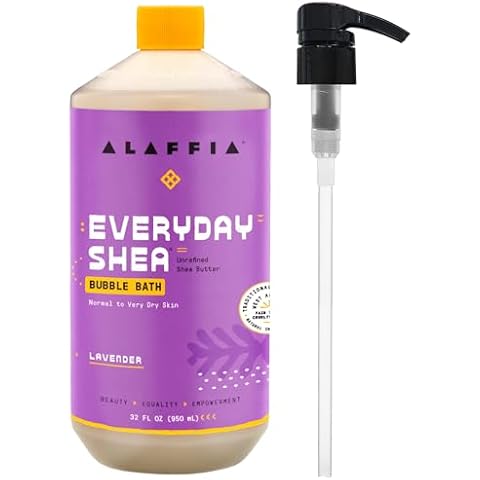 Alaffia Bubble Bath for Women, Lavender, Pump Included – Everyday Shea Butter Formula with Wild Yam, 32 Fl Oz Cover