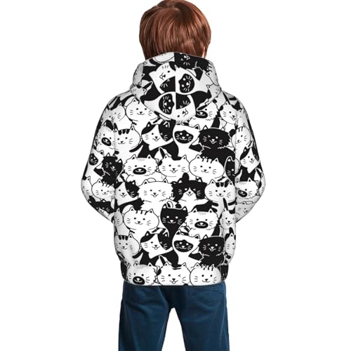 Cute Cat Illustration Kid Hoodies Boys Sweatshirts Girls Pullover with Pocket4