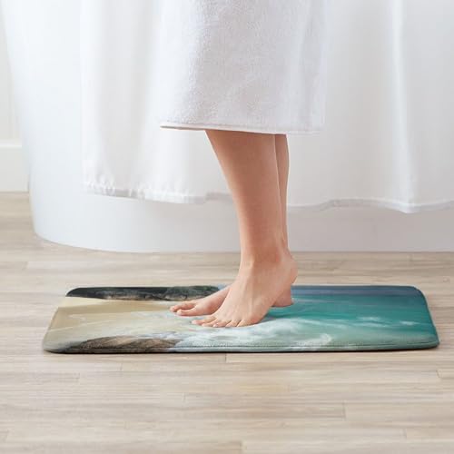 Front Door Mat Indoor Outdoor Welcome Mat, Serene Coastal Doormat Easy Clean Entryway Mats Stain and Fade Resistant Entry Rug Absorbent Flannel Bath Mats 19.5 x 31.5 Inch - Image 2