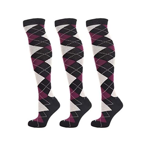 3 Pairs Ladies Knee High Socks (Argyle 2) Cover