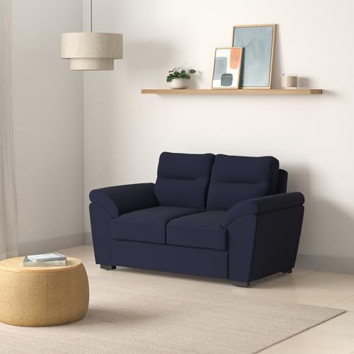 Image of Wakefit Malphino 2 Seater Sofa Set - Cobalt Blue, Wooden, Lounger with 3 Year Warranty