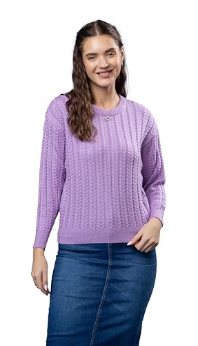 Image of Wear lusso Women's Woolen Cable Knit Pullover Sweater | Full Sleeve Round Neck Winter Wear | 100% Wool Soft & Warm Stylish Sweater for Girls, Ladies & Women | Cozy Casual Winter Fashion