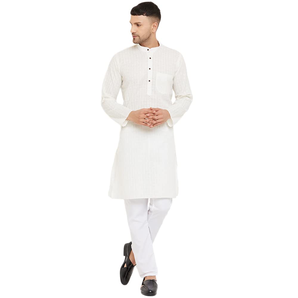 armaan ethnic Men Cotton Blend Straight Kurta Pajama Set.-picture-24