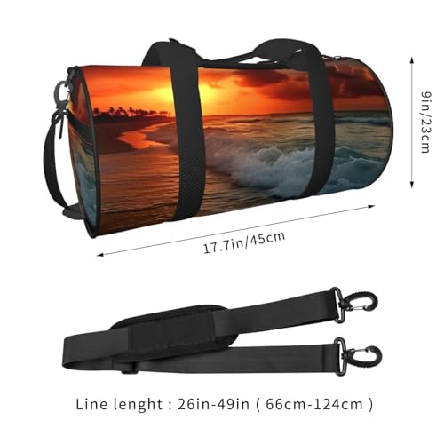 The Beach Sunset Duffle Bag for Women Men Personal Item Travel Bags Canvas Weekender Overnight Bag Lightweight Sports Tote Gym Bags Carry On Luggage Bag4