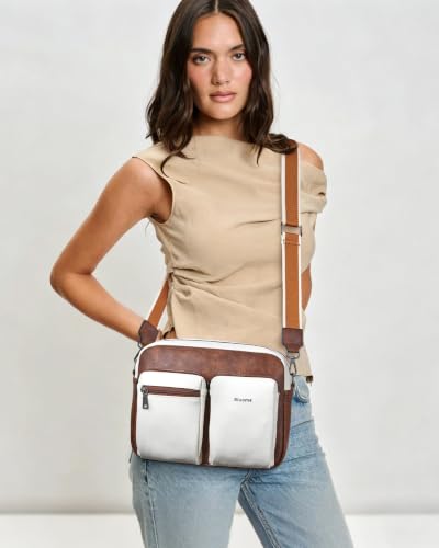 Image of Bluome Crossbody Purse for Women Multi Pocket Crossbody Bag with 3 Front Pockets Leather Shoulder Bag Everyday Travel Bag