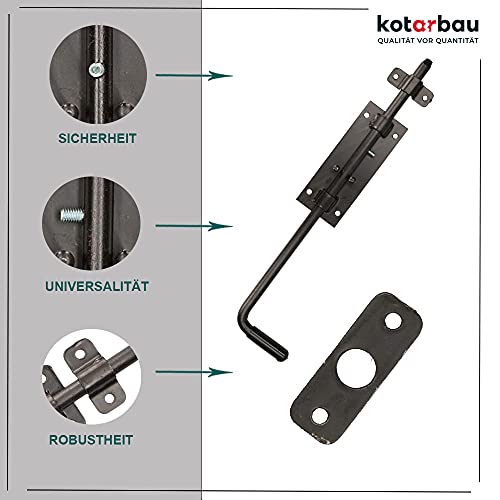 KOTARBAU® Bolt Gate 300 mm (11.81 in) Door Latch Lock Barrel Bolt Shed Barn Chicken Coop Powder Coated Black - Image 3