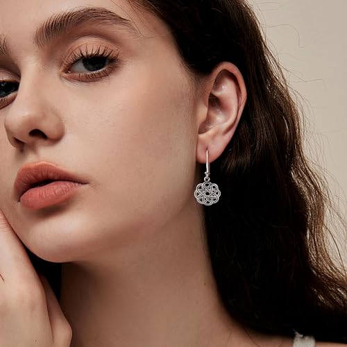 925 Sterling Silver Dangle Drop Earrings for Women girls, 14K Gold Trendy Celtic Knot Leverback Dangle Earrings, Lightweight Hypoallergenic Jewelry2