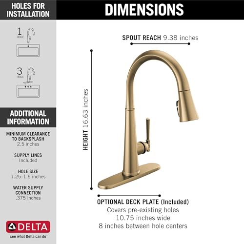 Image of Delta Faucet Emmeline Gold Kitchen Faucet, Kitchen Faucets with Pull Down Sprayer, Kitchen Sink Faucet, Gold Faucet for Kitchen Sink with Magnetic Docking, Lumicoat Champagne Bronze 9182-CZ-PR-DST