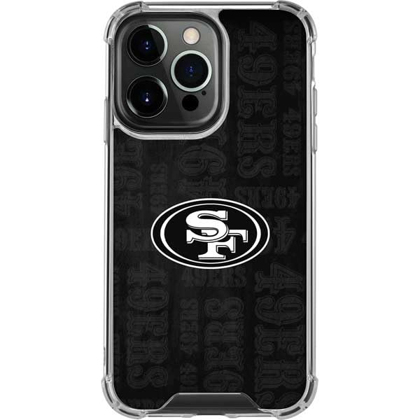 Skinit Clear Phone Case Compatible with iPhone 15 Pro - Officially Licensed NFL San Franciso 49ers Black & White Design