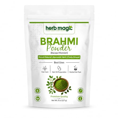 Brahmi Powder 8 oz (227 g) | Bacopa Monnieri Herbal Powder | Traditional Ayurvedic Hair Care | Additive-Free for DIY Hair Masks & Blends | Herb Magic