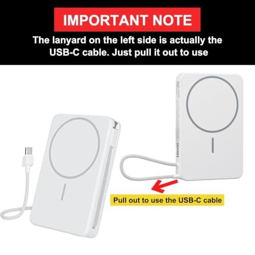 Image of Magnetic Power Bank, 10,000mAh Wireless Portable Charger for Mag-Safe 15W Fast Charging, Battery Pack with USB-C Cable 20W in /Out for iPhone Air /17 /16 /15 /14 /13 /12 /Plus /Pro /Pro Max, AirPods & More