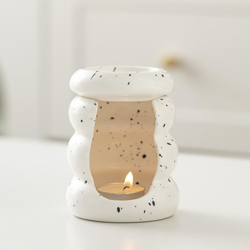 Difusor aromático eléctrico decorativo de cerámica blanco con oro miniatura 2