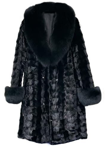 【美品】 ounce base fur collar coat オンス 韓国 OFURTEBUY Women's Genuine Mink Fur Coat With Big Fox Fur Collar