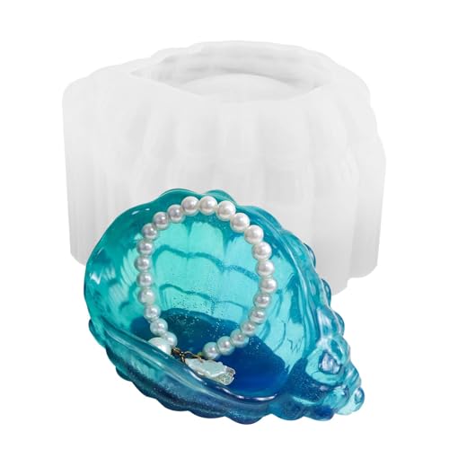 Molde de resina para estojo de joias, molde para caixa de armazenamento de resina, Molde de caixa DIY em forma de concha, Molde de caixa de armazenamento multiuso para artesanato diy, moldes de