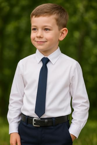 Image of Flyer Kids Genuine Leather Belt for Boys & Girls (Color- Black) | Adjustable Fit, Durable Buckle | Real Leather Belt for School, Casual & Formal Wear (2-14 Years) BL4579