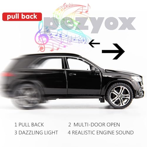 Image of 1 /32 Scale Benz AMG GLE 63S SUV Toy Car, Alloy Diecast Collectible Pull Back Car Model with Light and Sound Toy Vehicles for Adults Boys Girls Gift Toy (Black)