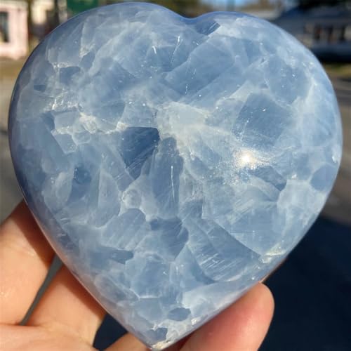 Calcite Bleue pierre précieuse cœur 610g 700g divination maison