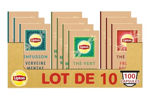 Lipton - Lot de 100 capsules Lipton compatibles Nespresso (40 Marrakech + 30 Verveine + 30 Fruits rouges)