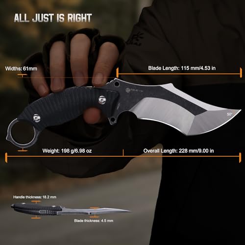 Image of Ruike F181-B1 Tactical Fixed Blade Knife with Sheath,14C28N Steel Full-tang Blade,G10 Handle,Big Large EDC Camping Survival Outdoor Hunting Bushcraft, Gifts for Men Women,Everyday Belt Hidden Horizontal