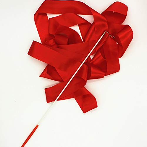 73JohnPol 4M Gym Rubans De Danse Ruban Art Rythmique Gymnastique Ballet Streamer Twirling Stick Bâton pour La Formation De Gym Professionnel & (Couleur: Rouge)
