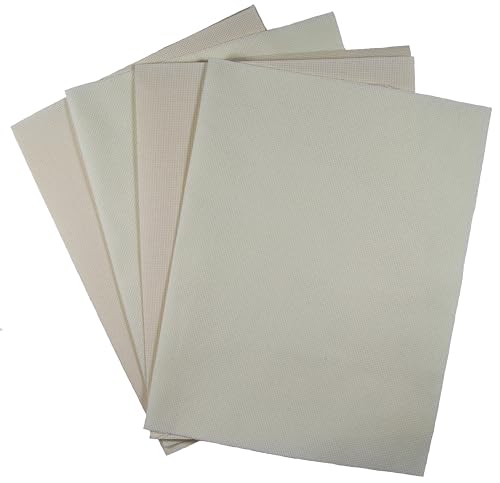 Image of KCS 4 /6 pc of 12 inch x 18 inch (30cmx45cm) 18CT Counted Cotton Aida Cloth Cross Stitch Fabric (4 pc, Antique White+Cream)