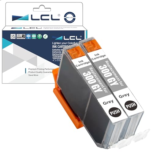 LCL Compatible Ink Cartridge PFI-300 PFI-300GY (2Pack Grey) Replacement for Canon imagePROGRAF PRO-300, standard