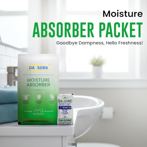 Image of DAVSORB Dehumidifier Room Moisture Absorber Sachet for Home, Electronic items, Wardrobe & Shoe Racks | Fights Excess Moisture & Prevents Mould & Fungus; White (Jumbo Medium Pack of 15, 50g Each)
