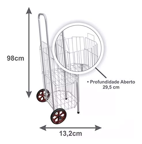 Carrinho Mão Dobrável Feira Compras Mercado Frutas Verduras
