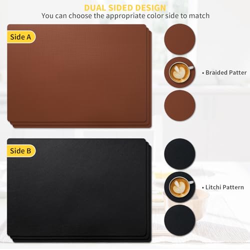 Lot De 4 Sets De Table Avec 4 Dessous De Verre, Motif Floral