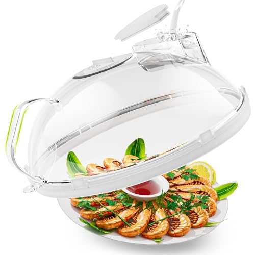 Image of Microwave Splatter Cover Heat Retention, 10 inch Full Clear Microwave Food Cover With Water Steamer for Food Moistness, Kitchen Gadgets Accessories, White02