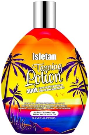 isletan Bronzing Tanning Lotion For Indoor Tanning Beds With Bronzer And Accelerator & DHA Free Formula, Indoor Tanning Bed Lotion For Outdoor Sun, Sunbed Accelerator For Tattoos, 13.5OZ