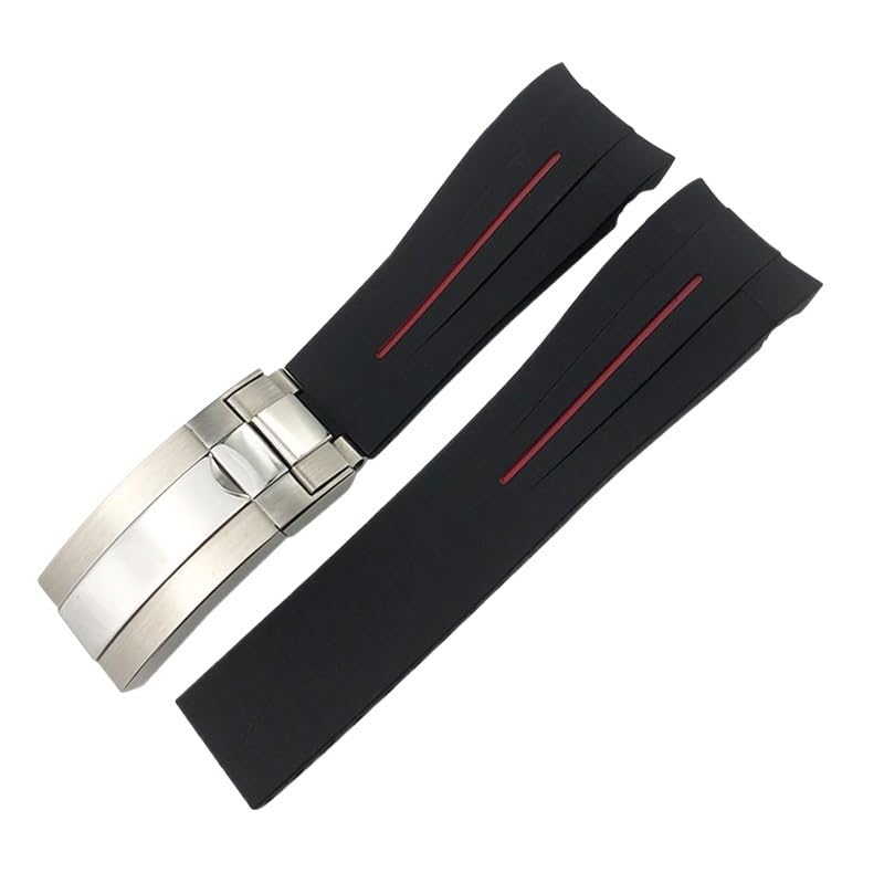 Bracelet en caoutchouc 21mm 22mm bleu noir pour Rolex Deepsea Submariner