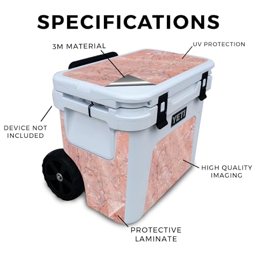 Image of Glossy Glitter Skin Compatible with Yeti Roadie 32 Wheeled Cooler - Pink Marble - Premium 3M Vinyl Protective Wrap Decal Cover - Easy to Apply | Crafted in The USA by MightySkins