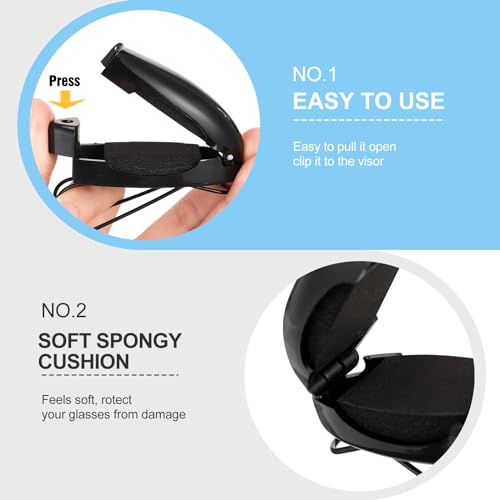 Image of Frienda 5 Pcs Sunglasses Holder for Car Sun Visor Clip, Sunglass Holder for Visor Eyeglasses Mount Ticket Card Clip Car Accessories for Women Men (Black,Gray,Silver)