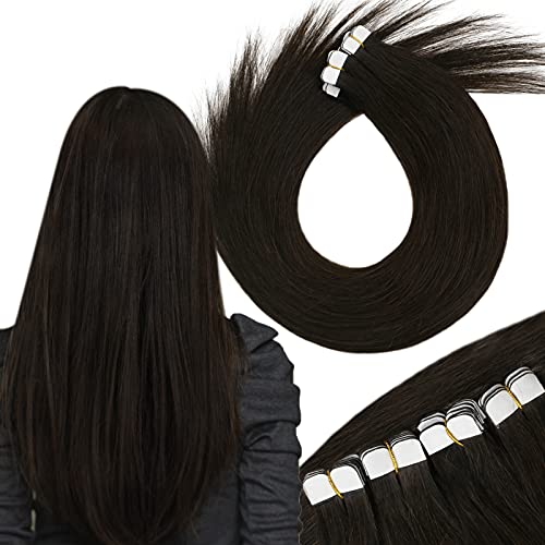 VeSunny 14inch Heart Tape in Hair Extensions #2 Brown Tape in Extensions Human Hair Heart Shaped Tape in Brown Extensions Remy Human Hair 1.25g/pc 25g Per Pack
