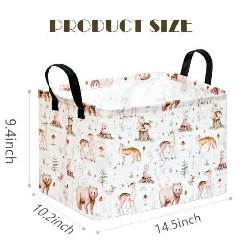 Image of MAIZMZ Kids Storage Basket,Jungle Animals Print,Waterproof Lining, Leather Handles, Collapsible for Kids Toys, Nursery, Baby Gift Basket