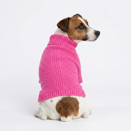 Image of Fitwarm Valentines Dog Turtleneck Sweater, Dog Winter Clothes for Small Dogs Girl, Knitted Pet Coat, Cat Outfit, Hot Pink, XS