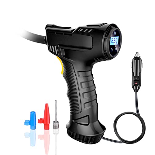 Wallfire 電動空気入れ 自動車 3Mコード式 タイヤ空気入れ DC12V 電動エアコンプレッサー 圧力検出 自動停止 空気圧測定 エアーポンプ 最大圧力150PSI 低騒音 放熱が速い LCDデジタル ライト付き 車/マウンテンバイク/ボール/浮き輪/バイク/クロスバイク対応