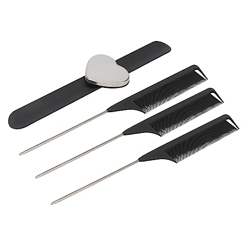 Mikinona 1セット 理髪ツールセット 髪を編むための分け櫛 ほぐし櫛 ヘアクリップホルダー 磁気ブレスレット 女性用髪箸 ラットテールリフティングコーム ピンテールコーム シリカゲル ピンク
