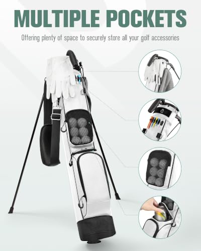 Image of Golf Stand Bag, Lightweight Par 3 Golf Bag Holds Up to 7 Clubs with Two Way Dividers Cooler Pocket Shoulder Strap and Multiple Storage Pockets for Men and Women
