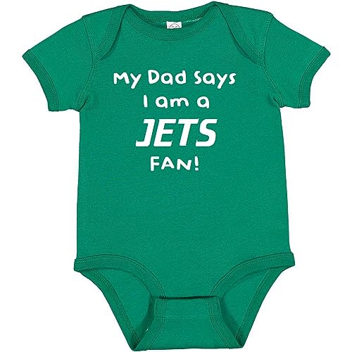 Image of Campus Originals My Dad Says I am a Jets Fan Baby Bodysuit - Kelly Green