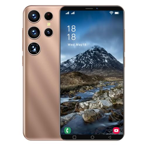 Teléfono Móvil Barato, 5.0 Pulgadas Android 9.0 OS, 16GB ROM (SD a 128GB), Dual SIM Dual Cameras, Face ID Desbloquear Teléfonos Celulares (S25Ultra-Gold)