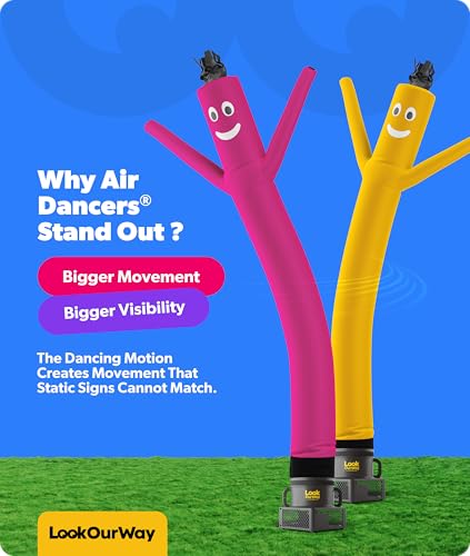 Image of LookOurWay Air Dancers Wacky Waving Inflatable Tube Man Set - 10 Feet Tall Inflatable Dancing Man with Blower - Pink