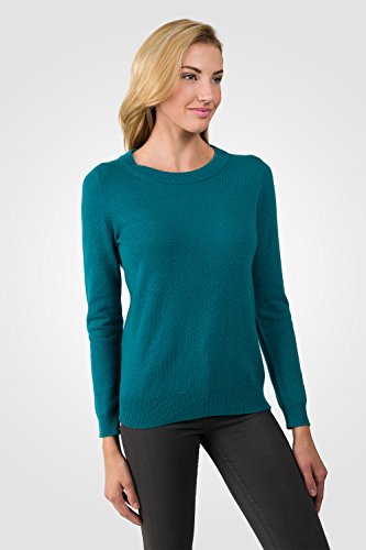 Image of JENNIE LIU Women's 100% Pure Cashmere Crew Neck Sweater, Tight Knit Cozy Soft Hand Washable Long Sleeve Pullover