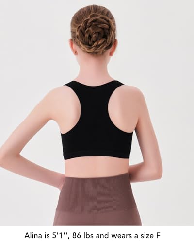 Cotton Training Bras for Girls 10-12 Sports Seamless Racerback Training Bralettes with Removable Padding - 4 Pack3